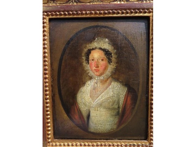 Antiek schilderij, portret dame - afbeelding 2 van  5