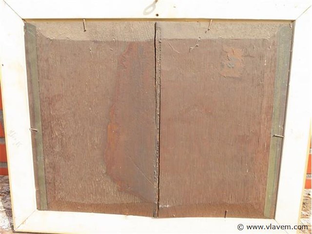 Antiek schilderij, strandzicht met figuren - afbeelding 6 van  7