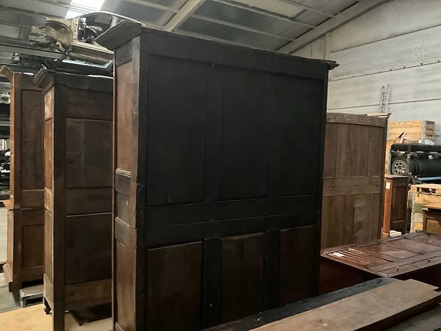 Antieke 2-deurs houten kledingkast - afbeelding 4 van  5