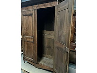 Antieke 2-deurs houten kledingkast - afbeelding 5 van  5