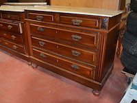 Antieke commode 5 laden met wit marmeren blad - afbeelding 2 van  5