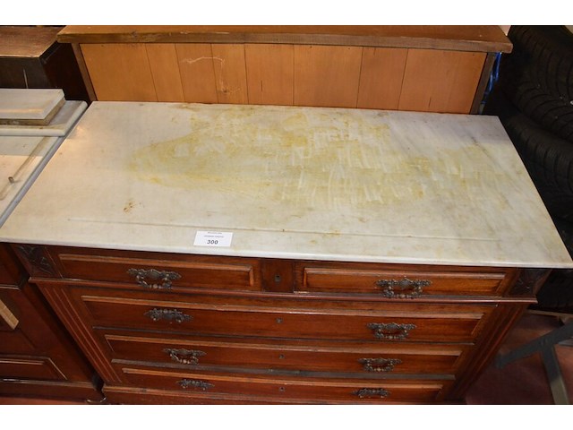 Antieke commode 5 laden met wit marmeren blad - afbeelding 3 van  5