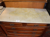 Antieke commode 5 laden met wit marmeren blad - afbeelding 3 van  5