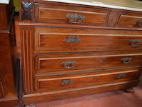 Antieke commode 5 laden met wit marmeren blad - afbeelding 4 van  5