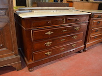 Antieke commode 5 laden met wit marmeren blad - afbeelding 2 van  5