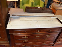 Antieke commode 5 laden met wit marmeren blad - afbeelding 3 van  5