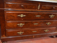 Antieke commode 5 laden met wit marmeren blad - afbeelding 4 van  5