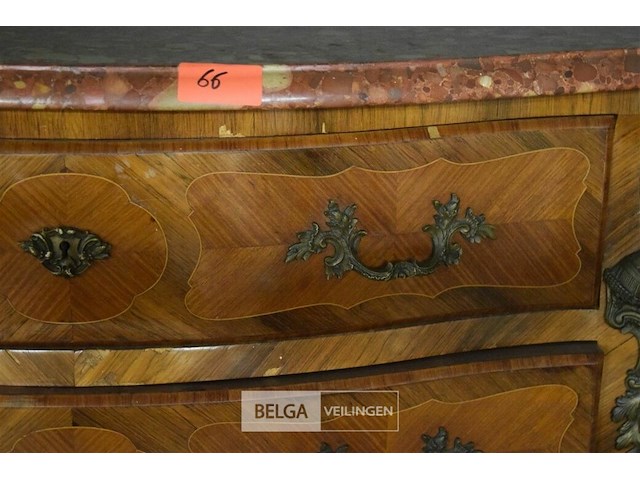 Antieke commode lodewijk xv stijl met marmer blad - afbeelding 3 van  4