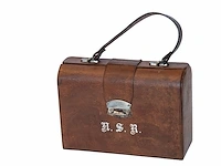 Antieke compacte lederen toiletkoffer "a. s. r."