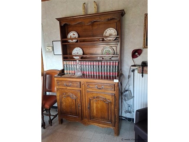 Antieke eiken bordenkast - afbeelding 1 van  2