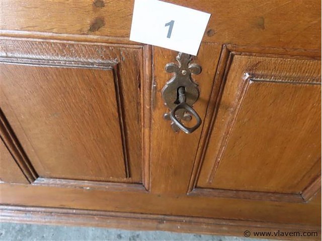 Antieke eiken kist/koffer - afbeelding 3 van  4