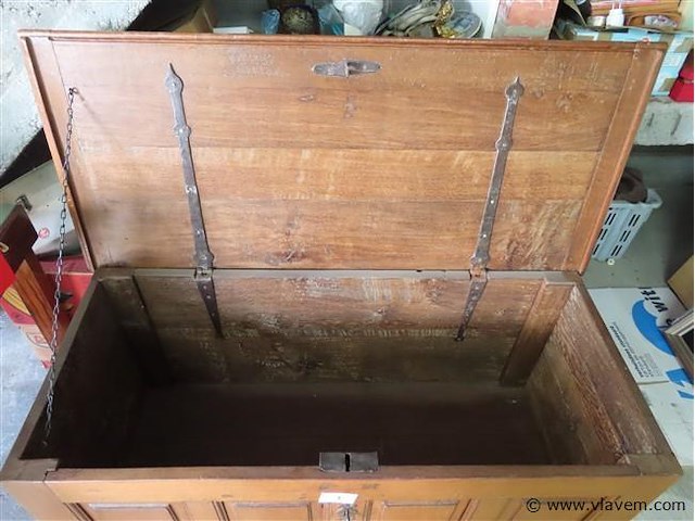 Antieke eiken kist/koffer - afbeelding 4 van  4