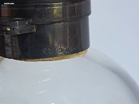Antieke engelse glazen veldfles / hip flask met... - afbeelding 5 van  5