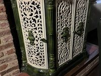 Antieke, geëmailleerde gietijzeren kachel (potkachel) - afbeelding 1 van  2
