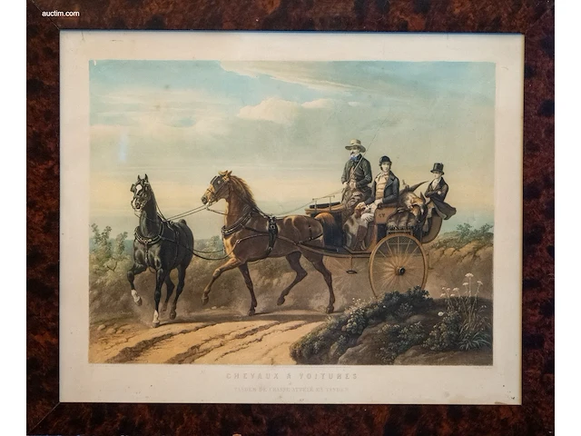 Antieke gravure "chevaux & voitures no. 4 –... - afbeelding 1 van  1