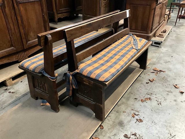 Antieke houten bankstel (2x) - afbeelding 2 van  4