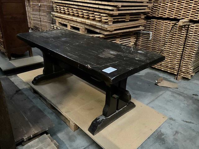 Antieke houten eetkamertafel - afbeelding 1 van  3