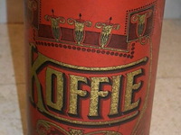 Antieke ijzeren koffiedoos met koffiebonen - afbeelding 2 van  3