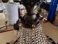 Antieke kroonluchter van brons met kristallen hangers, vierkante spiegelwandklok - afbeelding 5 van  7