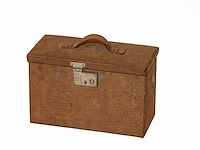 Antieke lederen toilet- / reiscassette met... - afbeelding 2 van  4