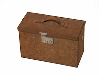 Antieke lederen toilet- / reiscassette met... - afbeelding 3 van  4