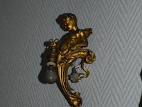 Antieke plafondlamp met een engel- of cherubijnfiguur (cupido) - afbeelding 3 van  3