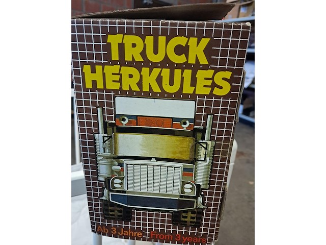 Antieke vrachtwagen in doos jaren 1970 metaal en plastiek - afbeelding 3 van  6