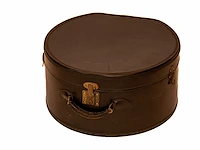Antieke zwarte hoedendoos / ovalen hoedenkoffer