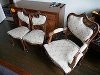 Antieken bank & fauteuils & stoelen in een klassieke rococo stijl - afbeelding 4 van  4