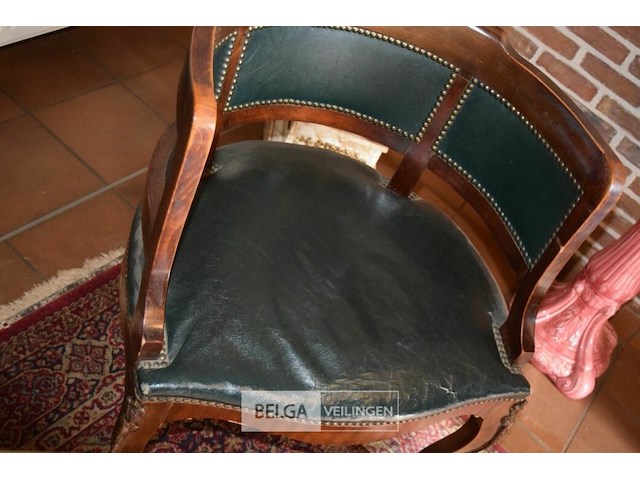 Antieken bureau louis xv stijl met brons beslag en 2 zeteltjes - afbeelding 6 van  9