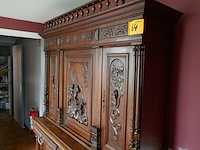 Antieken frans keukenbuffet in eik met houtsnijwerk - afbeelding 3 van  6