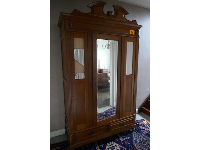Antieken kledingkast met spiegels - afbeelding 2 van  4