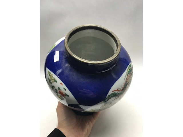 Antique chinese powder blue baluster vase. kangxi marked. - afbeelding 28 van  36