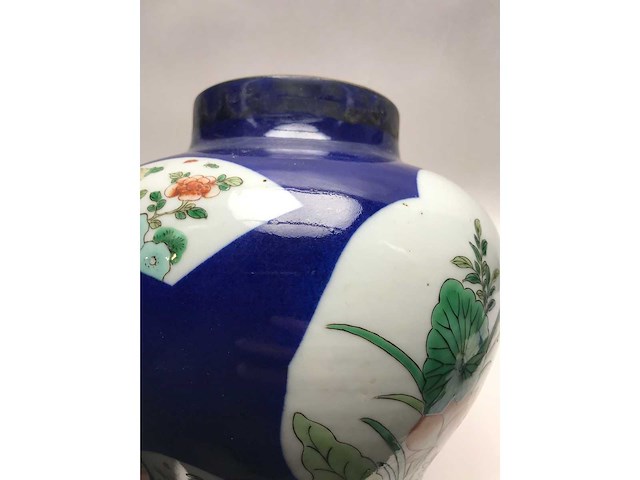 Antique chinese powder blue baluster vase. kangxi marked. - afbeelding 29 van  36