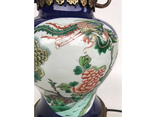 Antique chinese powder blue baluster vase. kangxi marked. - afbeelding 31 van  36