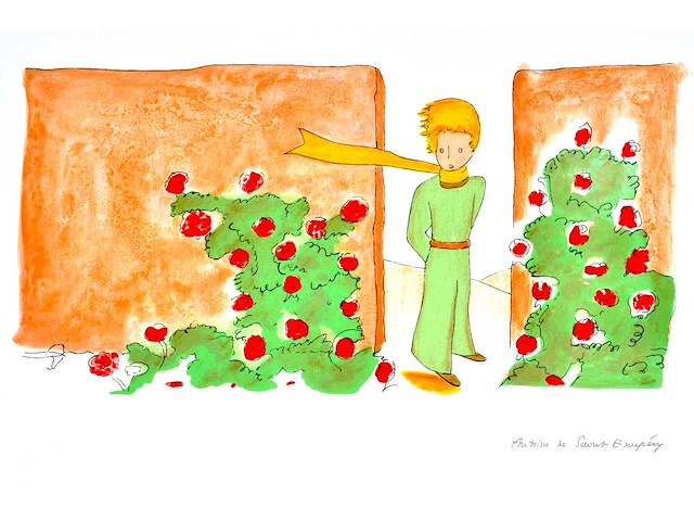 Antoine de saint exupery - le petit prince - litho - afbeelding 1 van  5