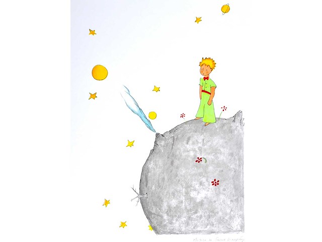 Antoine de saint exupery - le petit prince - litho - afbeelding 1 van  5