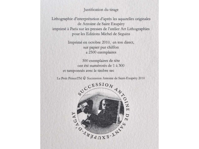 Antoine de saint exupery - le petit prince - litho - afbeelding 4 van  4