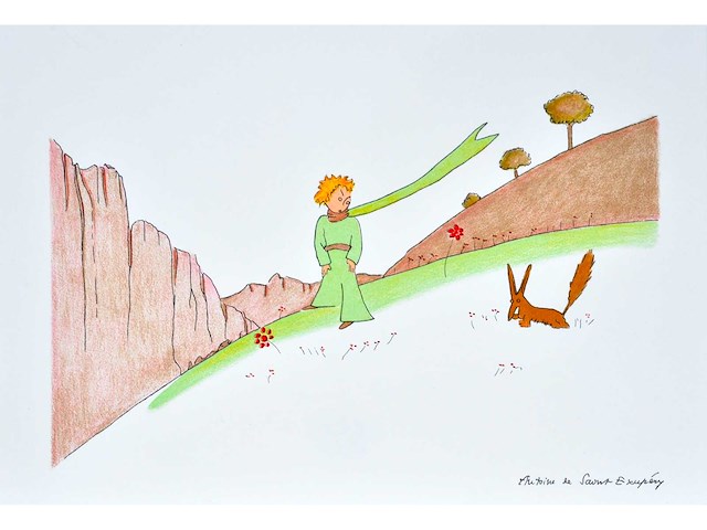 Antoine de saint exupery - le petit prince - litho - afbeelding 1 van  4