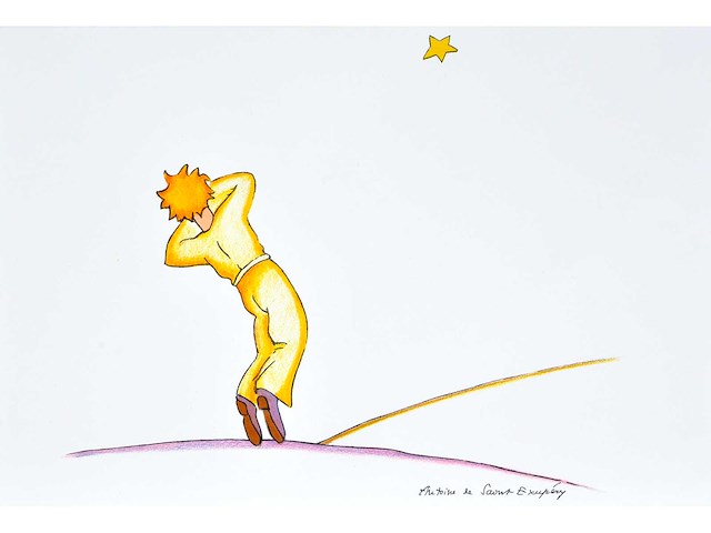 Antoine de saint exupery - le petit prince - litho - afbeelding 1 van  4