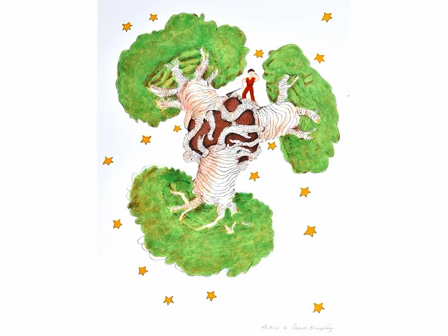 Antoine de saint exupery - le petit prince - litho - afbeelding 5 van  5