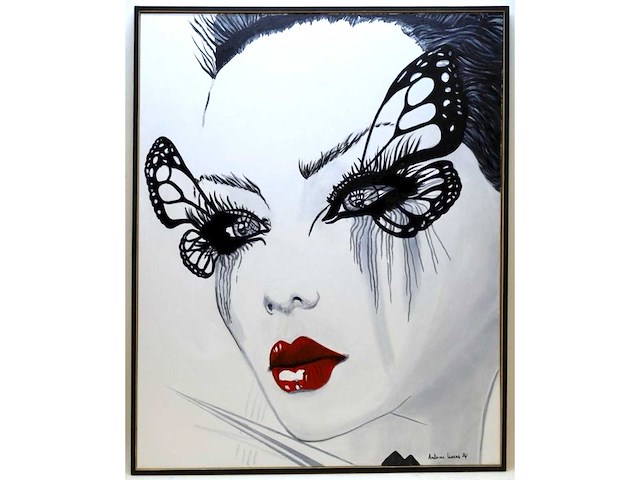 Antoine liesens - she flys like a butterfly - acryl op doek - 100x80 cm - afbeelding 1 van  8