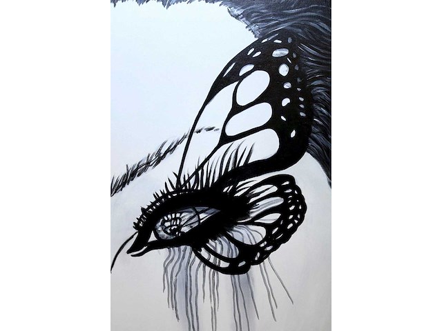 Antoine liesens - she flys like a butterfly - acryl op doek - 100x80 cm - afbeelding 7 van  8