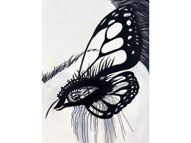 Antoine liesens - she flys like a butterfly - acryl op doek - 100x80 cm - afbeelding 9 van  10