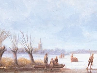 Antonij andreas de meyer (1806-1867), ice skaters in a dutch landscape, oil on canvas 23 x 30.5 cm. (9.06 x 12.00 in.), frame: 30 x 37 cm. (11.81 x 14.57 in.) - afbeelding 4 van  5