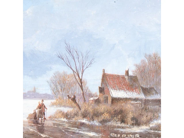 Antonij andreas de meyer (1806-1867), ice skaters in a dutch landscape, oil on canvas 23 x 30.5 cm. (9.06 x 12.00 in.), frame: 30 x 37 cm. (11.81 x 14.57 in.) - afbeelding 5 van  5
