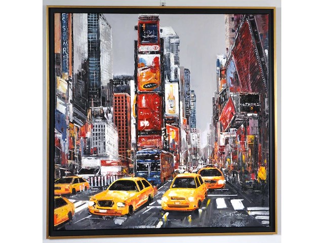 Antonio palmieri – new york , time square - olie op doek - 100x100 cm - afbeelding 1 van  14