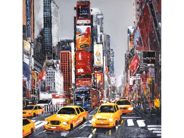 Antonio palmieri – new york , time square - olie op doek - 100x100 cm - afbeelding 1 van  3