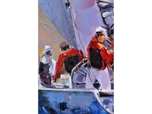 Antonio palmieri – zeilboot op zee - olie op doek - 90x120 cm - afbeelding 2 van  11