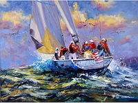Antonio palmieri – zeilboot op zee - olie op doek - 90x120 cm - afbeelding 4 van  11